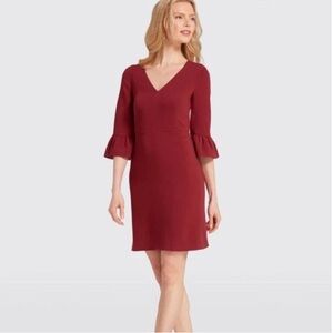 Draper James 4 Deep Berry V-Neck Bell Sleeve Dress